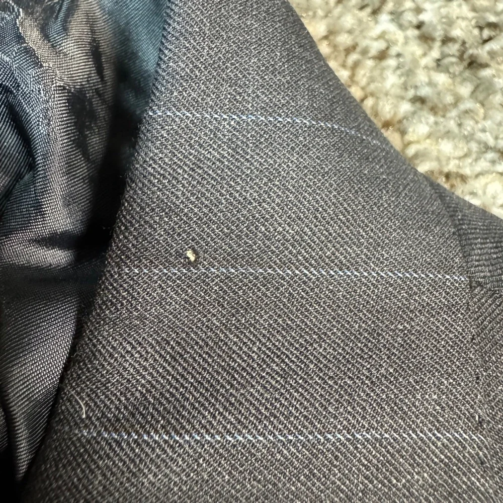 Brioni Senato Mens 40R Black Blue Pinstriped Wool Blazer Jacket Size 50 R Italy